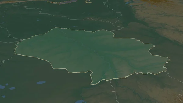 Přiblížit Tomsk Region Ruska Nastínil Úhlová Perspektiva Topografická Reliéfní Mapa — Stock fotografie