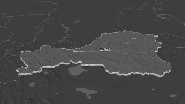 Ampliar Tuva República Rusia Extruido Perspectiva Oblicua Mapa Elevación Bilevel —  Fotos de Stock