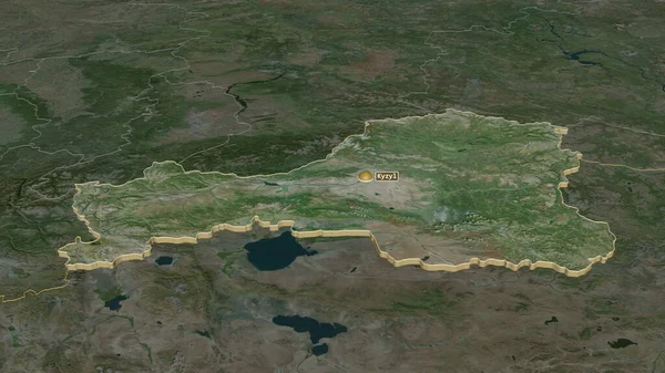 Zoom Sur Tuva République Russie Extrudé Perspective Oblique Imagerie Satellite — Photo