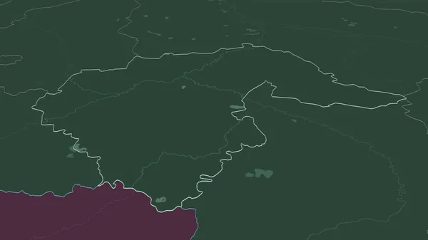 Μεγέθυνση Tyumen Περιοχή Της Ρωσίας Σκιαγραφείται Λήθη Προοπτική Έγχρωμος Και — Φωτογραφία Αρχείου