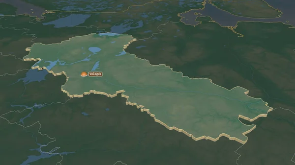 Ampliar Vologda Región Rusia Extruido Perspectiva Oblicua Mapa Topográfico Relieve — Foto de Stock