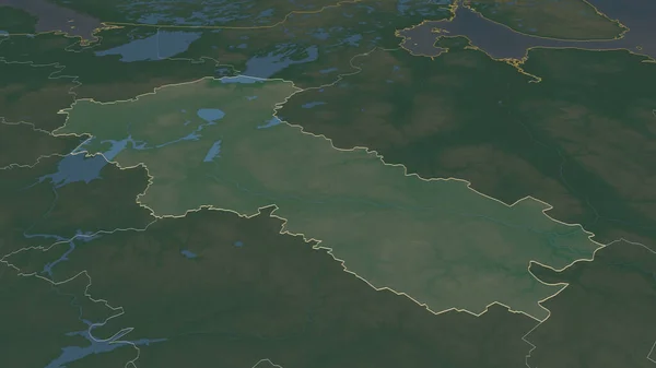 Zoom Vologda Regione Della Russia Delineato Prospettiva Obliqua Mappa Topografica — Foto Stock