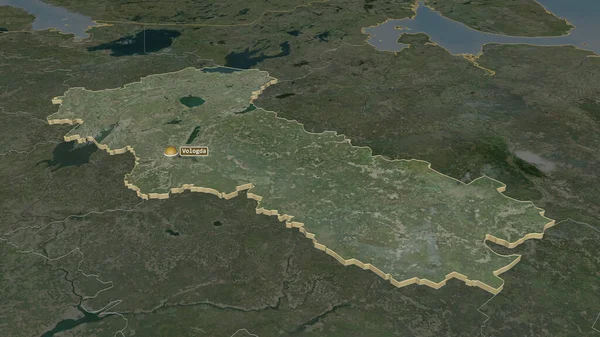 Powiększ Vologda Region Rosji Wytłaczane Perspektywa Ukośna Zdjęcia Satelitarne Renderowanie — Zdjęcie stockowe