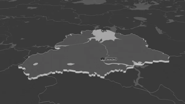 Powiększ Jarosława Region Rosji Wytłaczane Perspektywa Ukośna Dwupoziomowa Mapa Wysokości — Zdjęcie stockowe