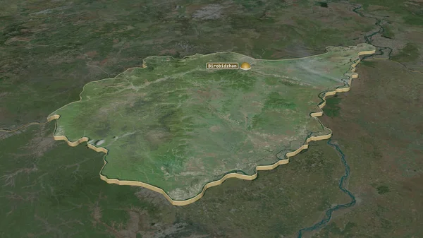 Zoom Yevrey Autonomous Region Russia Extruded Oblique Perspective Satellite Imagery — Stock Photo, Image