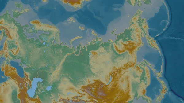 俄罗斯地区的轮廓 带有地表水的地形图 3D渲染 — 图库照片