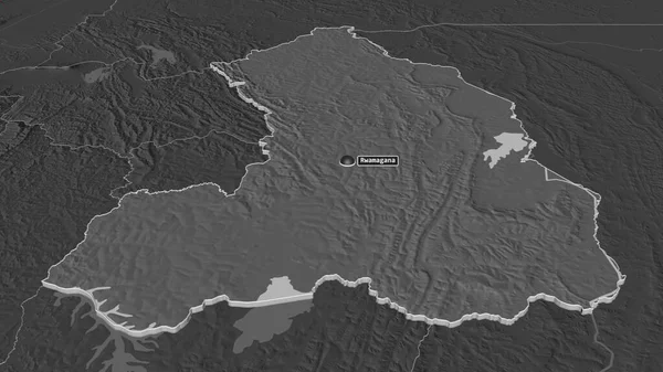Zoom Iburasirazuba Provincia Del Ruanda Estruso Prospettiva Obliqua Mappa Elevazione — Foto Stock