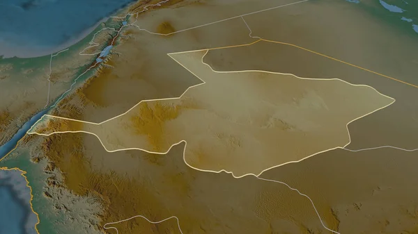 Acérquese Jawf Región Arabia Saudita Esbozado Perspectiva Oblicua Mapa Topográfico — Foto de Stock