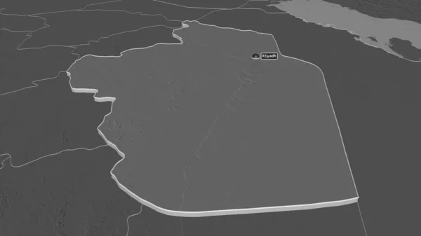 Увеличь Изображение Рияда Регион Саудовской Аравии Экструдированного Непристойная Перспектива Карта — стоковое фото