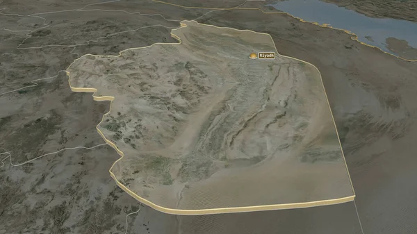 放大Arriyad 沙特阿拉伯地区 斜的角度 卫星图像 3D渲染 — 图库照片