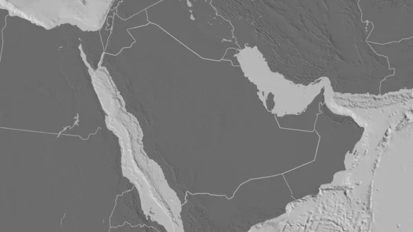 Esbozó Forma Del Área Arabia Saudita Mapa Elevación Bilevel Con — Foto de Stock
