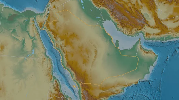 Outlined Shape Saudi Arabia Area Topographic Relief Map Surface Waters — Stock Photo, Image
