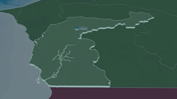 Увеличьте Изображение Фатика Регион Сенегала Непристойная Перспектива Цветная Карта Административного — стоковое фото