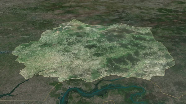 Zooma Kaffrine Regionen Senegal Skisserat Svagt Perspektiv Satellitbilder Rendering — Stockfoto