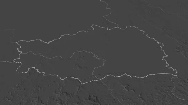 Zoom Kedougou Regione Del Senegal Delineato Prospettiva Obliqua Mappa Elevazione — Foto Stock