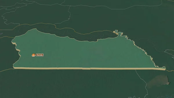 Ampliar Kolda Región Senegal Extruido Perspectiva Oblicua Mapa Topográfico Relieve — Foto de Stock