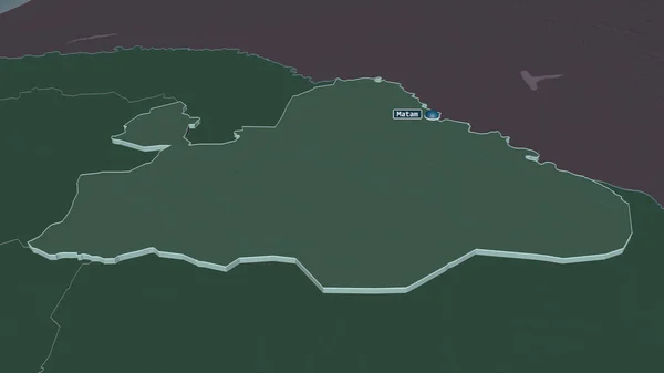 Zoom Matam Regione Del Senegal Estruso Prospettiva Obliqua Mappa Colorata — Foto Stock