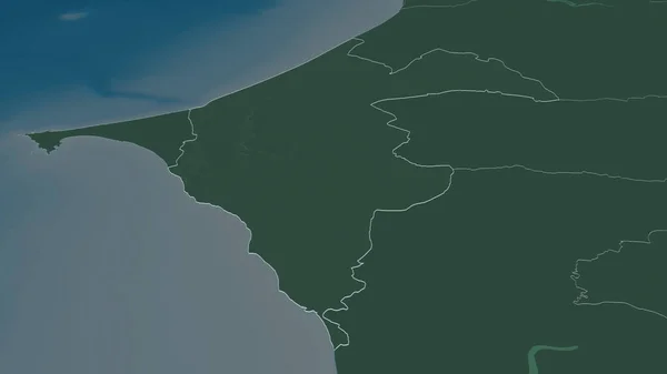 Zoom Sur Thies Région Sénégal Esquissé Perspective Oblique Carte Colorée — Photo