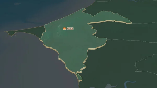 Ускорение Thies Область Сенегала Экструдированы Непристойная Перспектива Карта Рельефа Поверхностными — стоковое фото