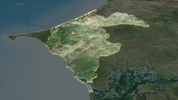 Acércate Thies Región Senegal Extruido Perspectiva Oblicua Imágenes Satélite Renderizado — Foto de Stock