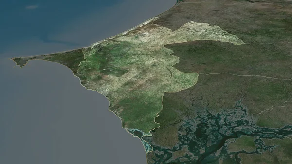 Inzoomen Thies Regio Senegal Geschetst Obliek Perspectief Satellietbeelden Weergave — Stockfoto