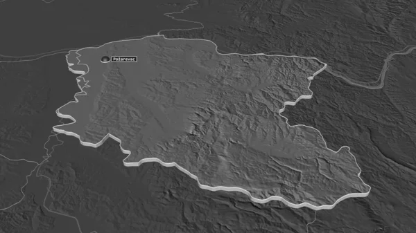 Zoom Branicevski Distretto Della Serbia Estruso Prospettiva Obliqua Mappa Elevazione — Foto Stock