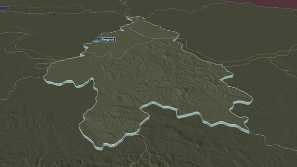 Zoom Grad Beograd Città Della Serbia Estruso Prospettiva Obliqua Mappa — Foto Stock