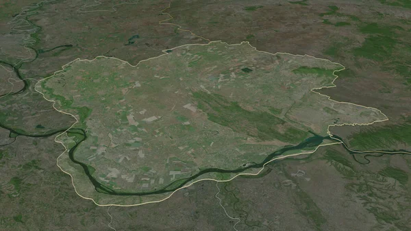 Μεγέθυνση Στο Juzno Banatski Περιοχή Της Σερβίας Λήθη Προοπτική Δορυφορικές — Φωτογραφία Αρχείου