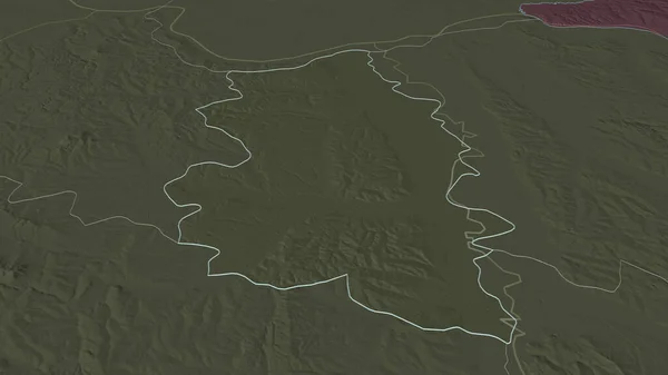 Zoom Podunavski Distretto Della Serbia Delineato Prospettiva Obliqua Mappa Colorata — Foto Stock