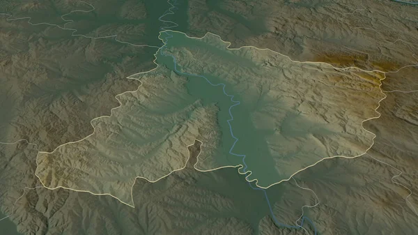 Ampliar Pomoravski Distrito Serbia Esbozado Perspectiva Oblicua Mapa Topográfico Relieve — Foto de Stock