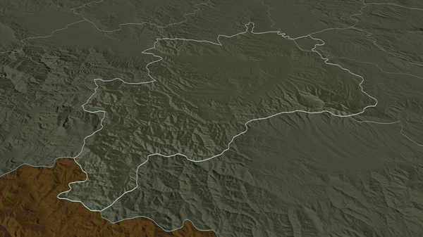Zoom Rasinski Distrito Sérvia Delineado Perspectiva Oblíqua Mapa Colorido Desmoronado — Fotografia de Stock