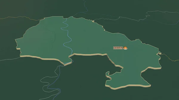 Zoom Sur Severno Banatski District Serbie Extrudé Perspective Oblique Carte — Photo