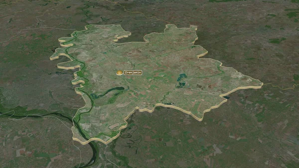 Zooma Srednje Banatski Distriktet Serbien Svagt Perspektiv Satellitbilder Rendering — Stockfoto