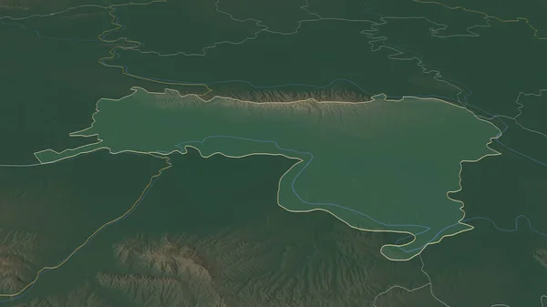Powiększ Obraz Sremskiego Okręg Serbii Perspektywa Ukośna Mapa Pomocy Topograficznej — Zdjęcie stockowe