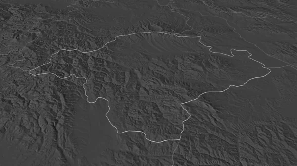 Zoom Toplicki Distretto Della Serbia Delineato Prospettiva Obliqua Mappa Elevazione — Foto Stock