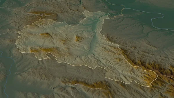Zajecarski セルビアの地区 でズームアウト概要 嘘の見方だ 地表水と地形救援マップ 3Dレンダリング — ストック写真