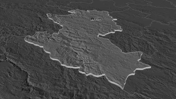 Ampliar Zlatiborski Distrito Serbia Extruido Perspectiva Oblicua Mapa Elevación Bilevel — Foto de Stock