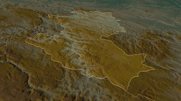 Zoom Zlatiborski Distrito Sérvia Delineado Perspectiva Oblíqua Mapa Topográfico Relevo — Fotografia de Stock