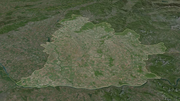 Zoom Sur Nitriansky Région Slovaquie Perspective Oblique Imagerie Satellite Rendu — Photo
