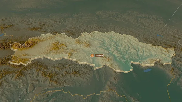 Zoom Presovsky Região Eslováquia Extrudado Perspectiva Oblíqua Mapa Topográfico Relevo — Fotografia de Stock