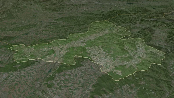 Zoom Sur Trenciansky Région Slovaquie Esquissé Perspective Oblique Imagerie Satellite — Photo