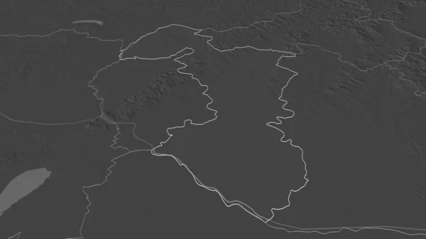 Ampliar Trnavsky Región Eslovaquia Esbozado Perspectiva Oblicua Mapa Elevación Bilevel — Foto de Stock