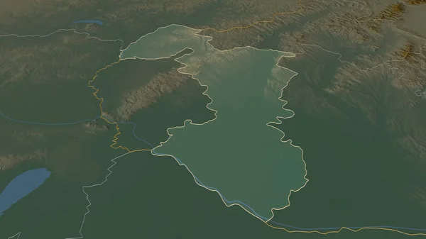 Начнем Трнавски Область Словакии Непристойная Перспектива Карта Рельефа Поверхностными Водами — стоковое фото