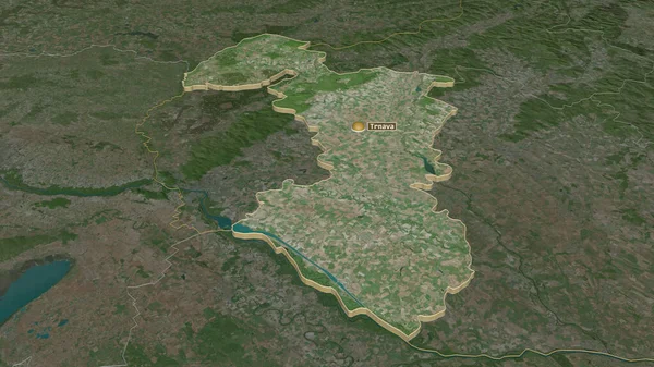 Powiększ Trnavsky Region Słowacji Wytłaczane Perspektywa Ukośna Zdjęcia Satelitarne Renderowanie — Zdjęcie stockowe
