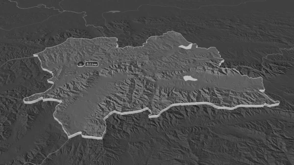 Ampliar Zilinsky Región Eslovaquia Extruido Perspectiva Oblicua Mapa Elevación Bilevel — Foto de Stock