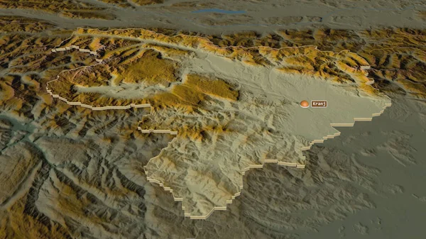 Ampliar Gorenjska Región Estadística Eslovenia Extruido Perspectiva Oblicua Mapa Topográfico — Foto de Stock