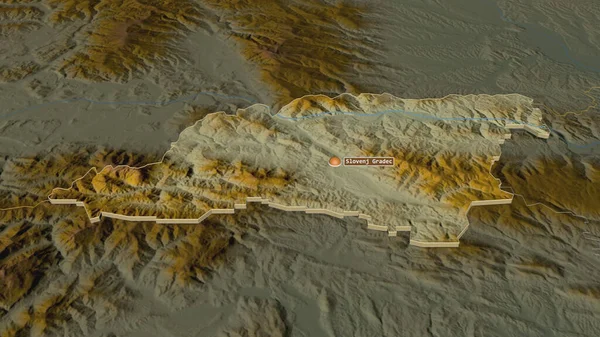 Ampliar Koroska Región Estadística Eslovenia Extruido Perspectiva Oblicua Mapa Topográfico — Foto de Stock