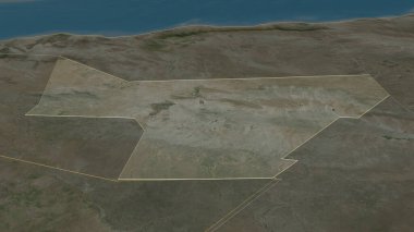 Sool 'a (Somali bölgesi) yakınlaştır. Belirsiz bir bakış açısı. Uydu görüntüleri. 3B görüntüleme