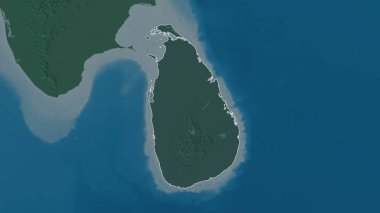 Sri Lanka bölgesinin ana hatları. Yüzey sularıyla birlikte idari bölümün renkli ve çarpık haritası. 3B görüntüleme