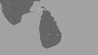 Sri Lanka bölgesinin ana hatları. Yüzey sularıyla çift seviyeli yükseklik haritası. 3B görüntüleme